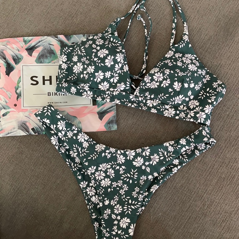 Green floral bikini
